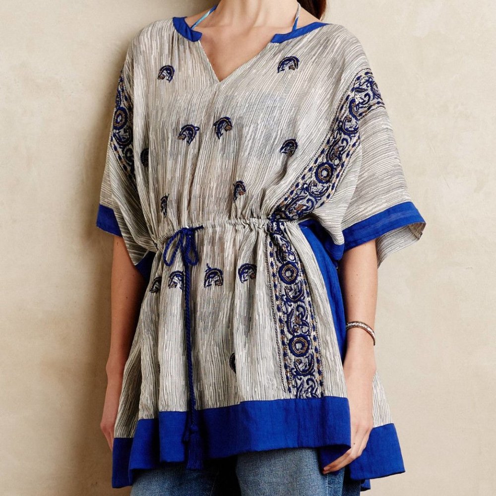NWT ANTHROPOLOGIE Lona Embroidered Beaded Tunic